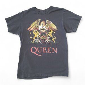 Queen Retro Classic Rock Dragon and Lion Logo Grey T Shirt M